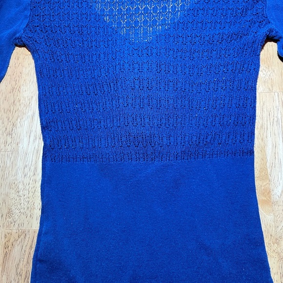 Free People Ruffle Knit Top Royal Blue With Buttons XS - Picture 5 of 7